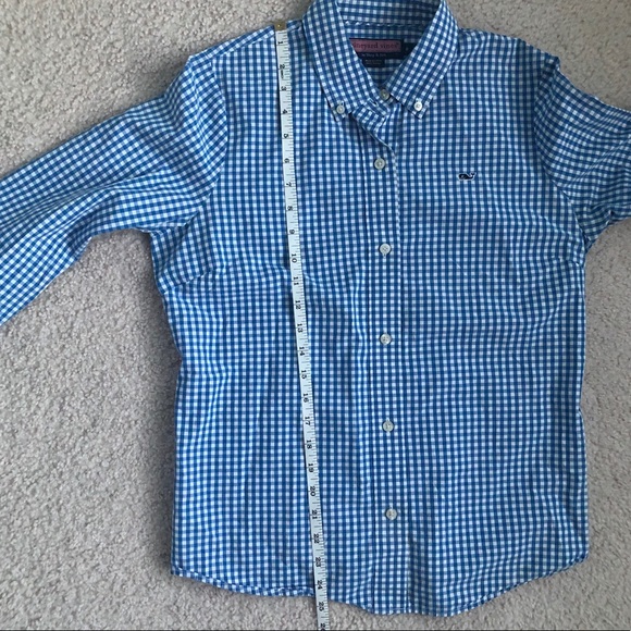 Vineyard Vines Blue Gingham Plaid Button Down sz8 - Picture 9 of 11